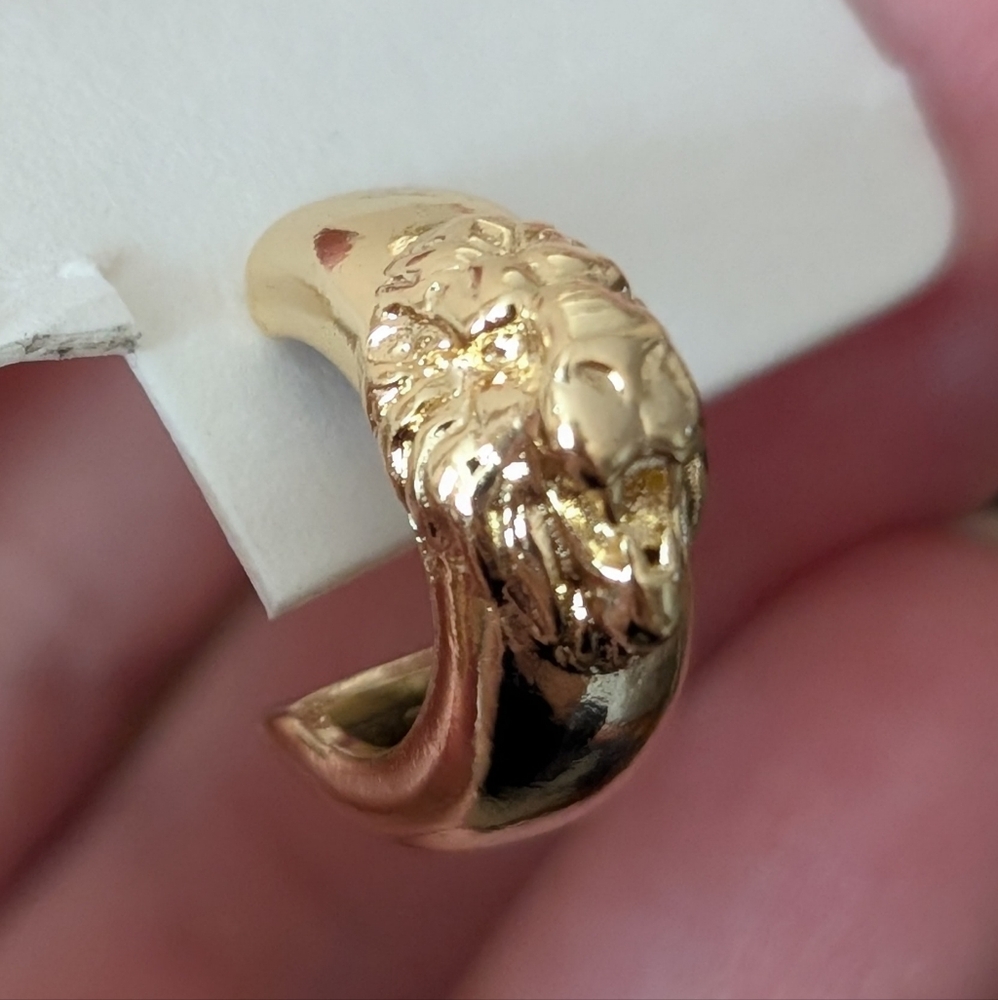 Gold Lion Head Earrings